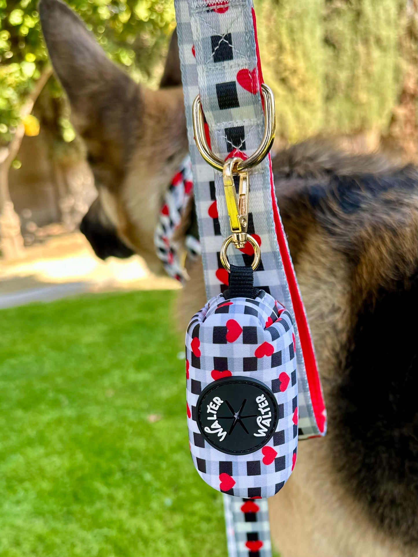 Plaid Heart Poop Bag Holder