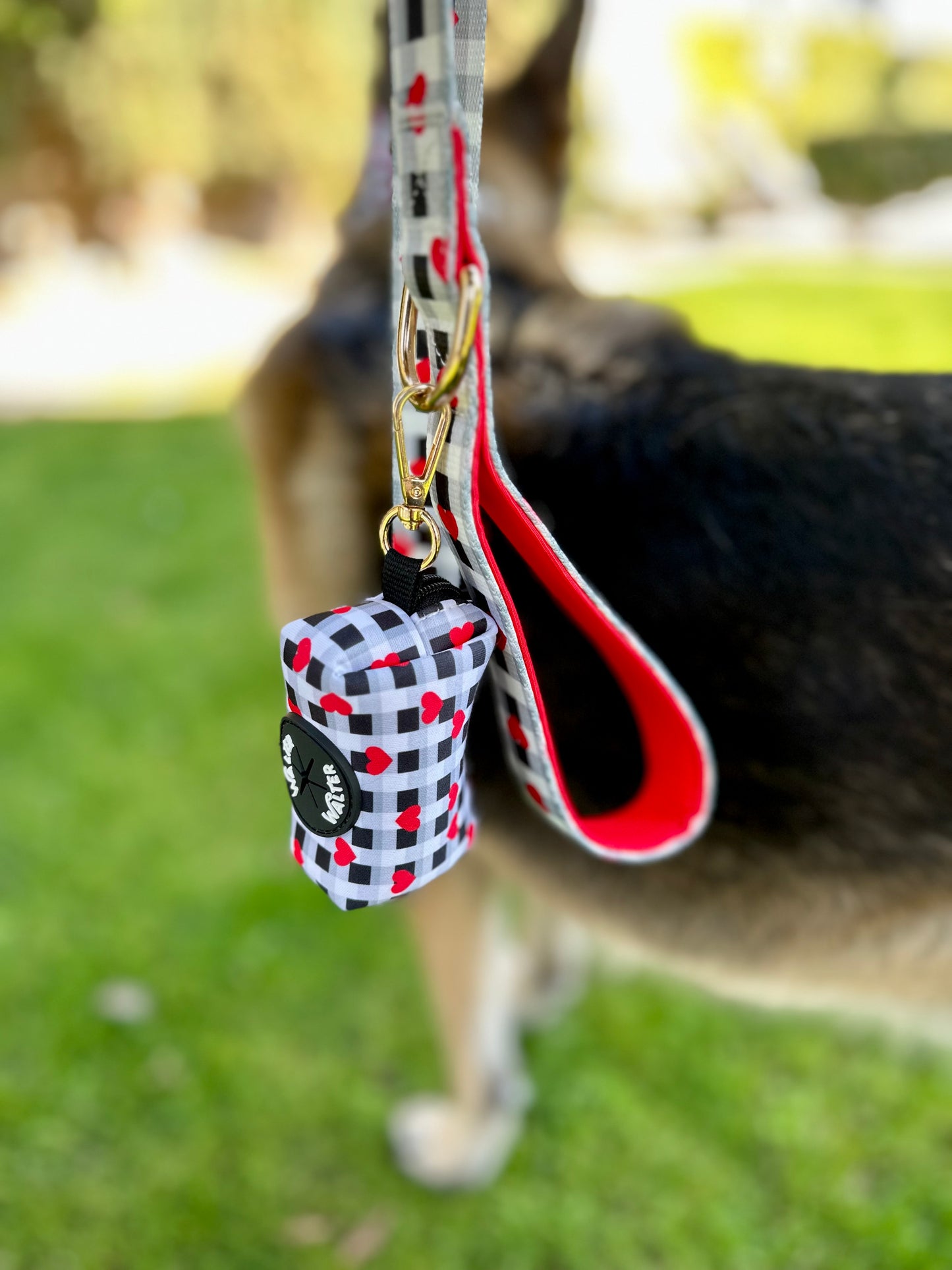 Plaid Heart Poop Bag Holder