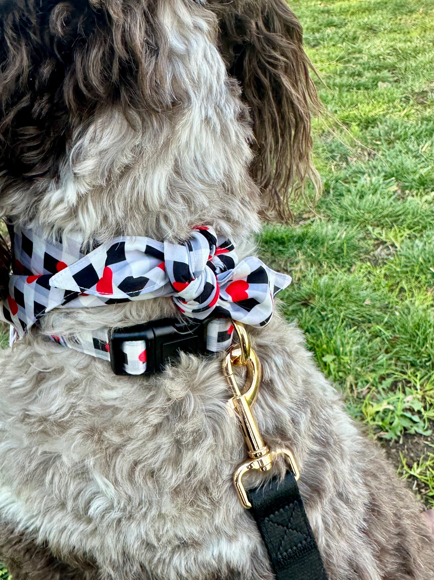 Plaid Heart Dog Bandana